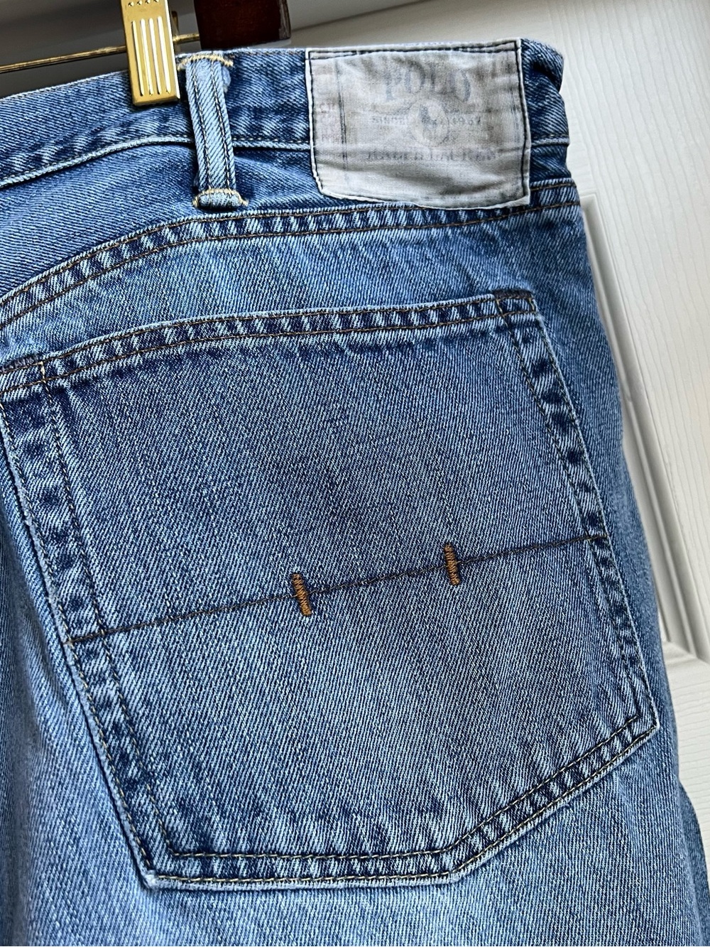 VTG Polo Ralph Lauren Relaxed 867 Mens Jeans Faded Light Blue Denim 42x30